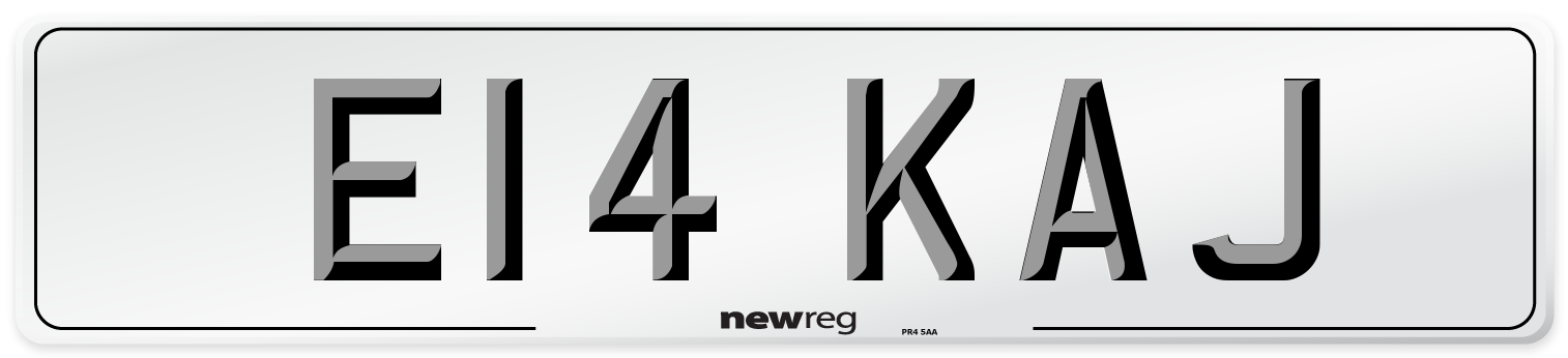 E14 KAJ Number Plate from New Reg